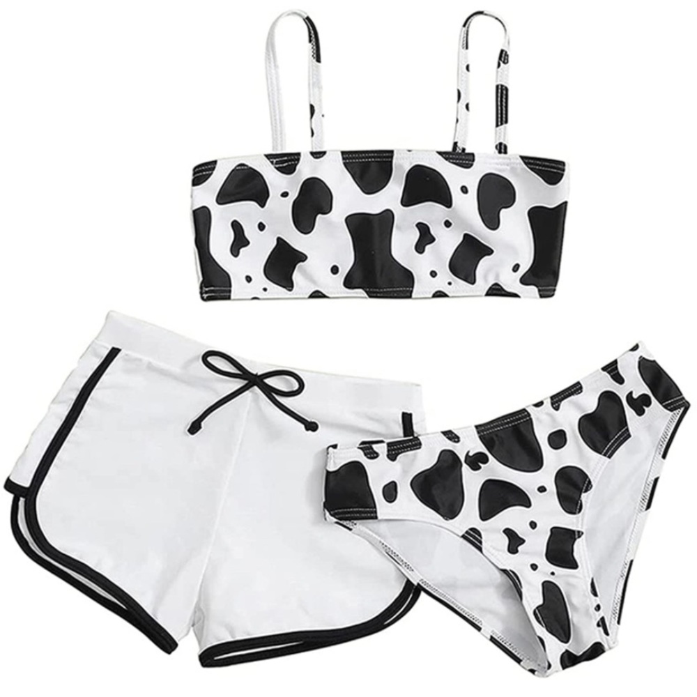 8/10 NEW! 3 PC BIKINI W BOARD SHORTS GIRLS COW - Picture 5 of 8